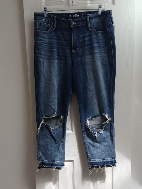 Hollister Denim - Hollister High Rise Slim Straight Vintage Stretch Cropped Distressed Jeans 13S